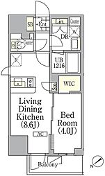 ジオエント池袋 7階1LDKの間取り