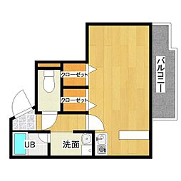 ピュアパレス 1階1Kの間取り