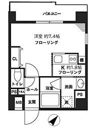 東京メトロ千代田線 乃木坂駅 徒歩9分の賃貸マンション 3階1Kの間取り