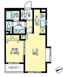 RESIDIA調布 1LDKの間取図画像