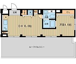 東急目黒線 不動前駅 徒歩4分の賃貸マンション 5階ワンルームの間取り