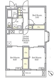 メゾンカルム中落合Ｓｏｕｔｈ 2階3LDKの間取り