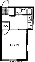 さくらハウス 2階1Kの間取り