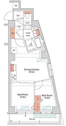 エストゥルース府中 2DKの間取図画像