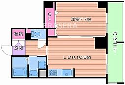 グランルージュ城東 5階1LDKの間取り