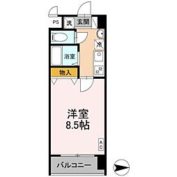 カスタリア京都西七条 2階1Kの間取り