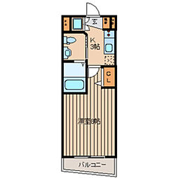 アテネOP博多 1Kの間取図画像