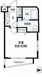 プレール・ドゥーク東中野 1Kの間取図画像