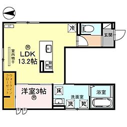 神前ウエストワンズ 1階1LDKの間取り