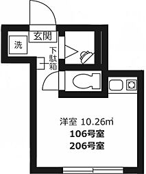 SpiLytus北千住 2階ワンルームの間取り