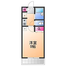 エクセレント中西 1Kの間取図画像