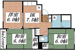 メゾン・ゴールド大塚 2階3DKの間取り