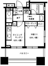パークキューブ市ヶ谷 9階1DKの間取り