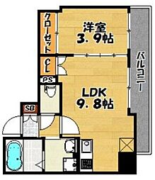 グランパーク県庁前 1LDKの間取図画像