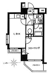 JR山手線 目黒駅 徒歩10分の賃貸マンション 5階1LDKの間取り