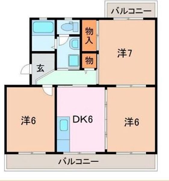 静岡県富士宮市淀川町(賃貸マンション3DK・2階・55.68㎡)の写真 その2