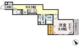 コンフォート新治 1Kの間取図画像