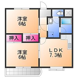 グリーン鳳 2DKの間取図画像