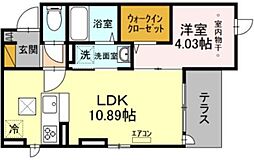 東京メトロ東西線 原木中山駅 徒歩12分の賃貸アパート 1階1LDKの間取り