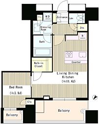 リビオ日本橋人形町 11階1LDKの間取り