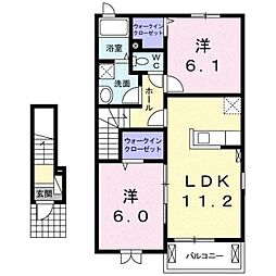 LaLuce花求都 2LDKの間取図画像