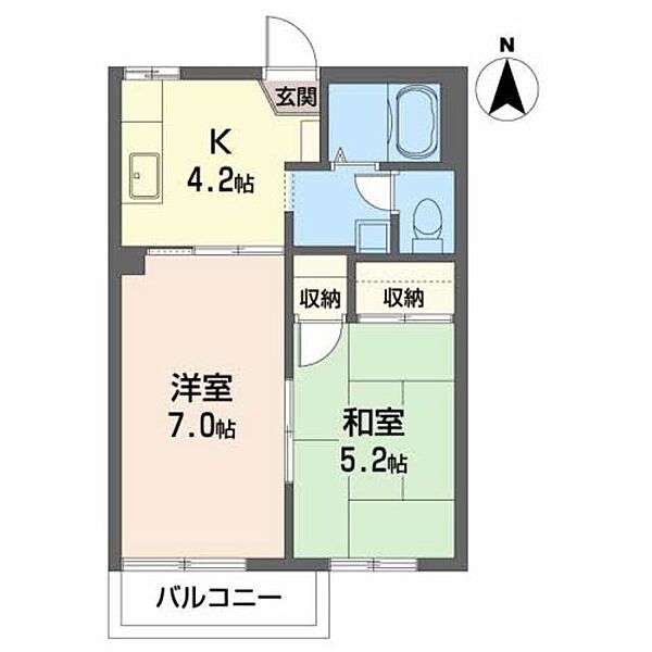 レジデンスII B202｜岩手県宮古市保久田(賃貸アパート2K・2階・35.00㎡)の写真 その2