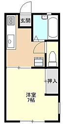 ウッドビレッジ花園 1Kの間取図画像