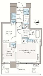 パークシティ中野ザタワーブリーズ 2LDKの間取図画像