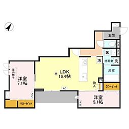 ラ メゾン ピック 中百舌鳥II 2LDKの間取図画像