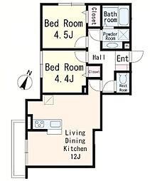 Camino de Sakura 2階2LDKの間取り