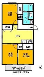 春風ハイツ2 3DKの間取図画像