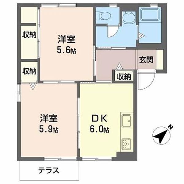 ウィステリア B101｜滋賀県栗東市野尻(賃貸アパート2DK・1階・43.75㎡)の写真 その2