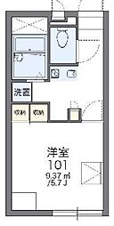 レオパレスはとがや 1Kの間取図画像