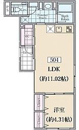 レーヴレジデンス駒込 1LDKの間取図画像