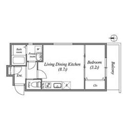 ル・レーヴ今津ノース 2階1LDKの間取り