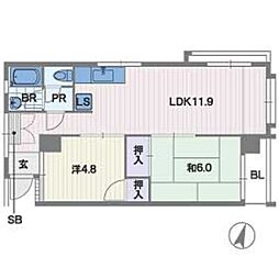 リバース平和 2LDKの間取図画像