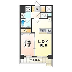 JR阪和線 堺市駅 徒歩6分の賃貸マンション 6階1LDKの間取り