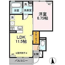 トレ・フィーリャ 1階1LDKの間取り