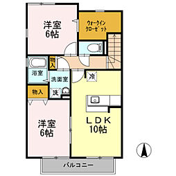 エム・エスハイツ 2LDKの間取図画像