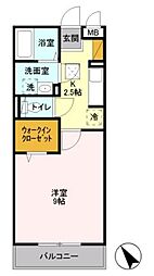 ブランエール 1Kの間取図画像