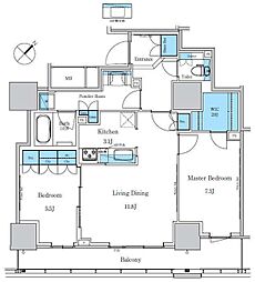 パークアクシス滝野川ラ ブリーズ 5階2LDKの間取り