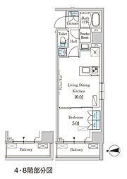 パークアクシス新宿西落合 1LDKの間取図画像