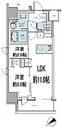 クレストコート東中野 2LDKの間取図画像