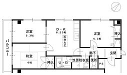 瑞江レジデンス芦田 3DKの間取図画像