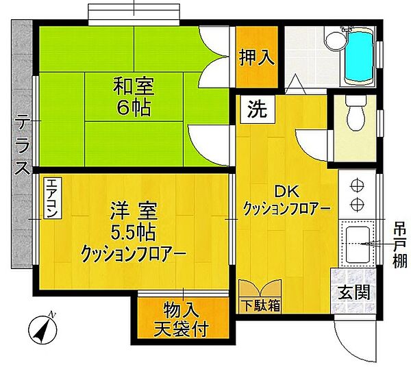 ヨコヤマコーポ 102｜神奈川県川崎市多摩区生田１丁目(賃貸アパート2DK・1階・32.00㎡)の写真 その2