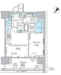 HARUMIFLAGPORTVILLAGEC棟 1LDKの間取図画像