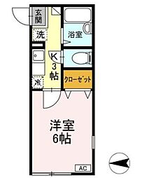 サンヴィクトワール 1Kの間取図画像