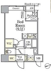 リテラス中野ノース 2階ワンルームの間取り