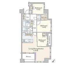 パークホームズ本郷ザレジデンス 3LDKの間取図画像