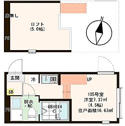 ハーモニーテラス北小岩X4 ワンルームの間取図画像